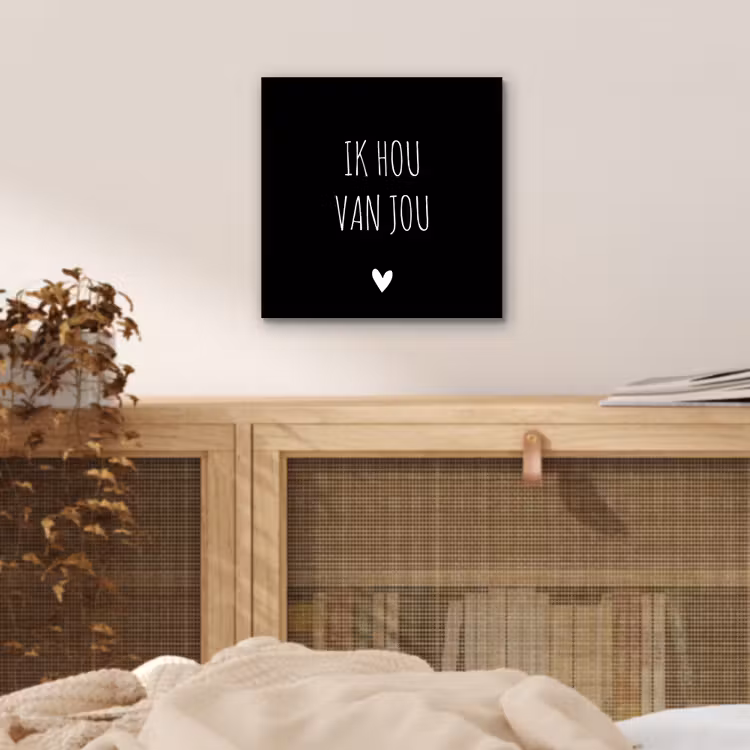Ik hou van jou - Spreuken - Quotes aluminium wit klein -sfeer3