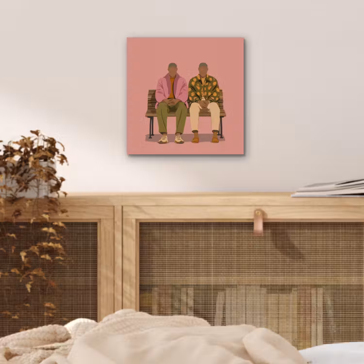 Illustratie - Bankje - Personen - Minimalistisch aluminium wit klein -sfeer3