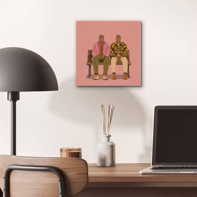 Illustratie - Bankje - Personen - Minimalistisch aluminium wit klein -sfeer5