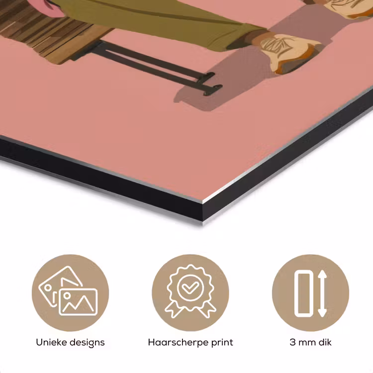 Illustratie - Bankje - Personen - Minimalistisch aluminium wit klein -closeup_NL