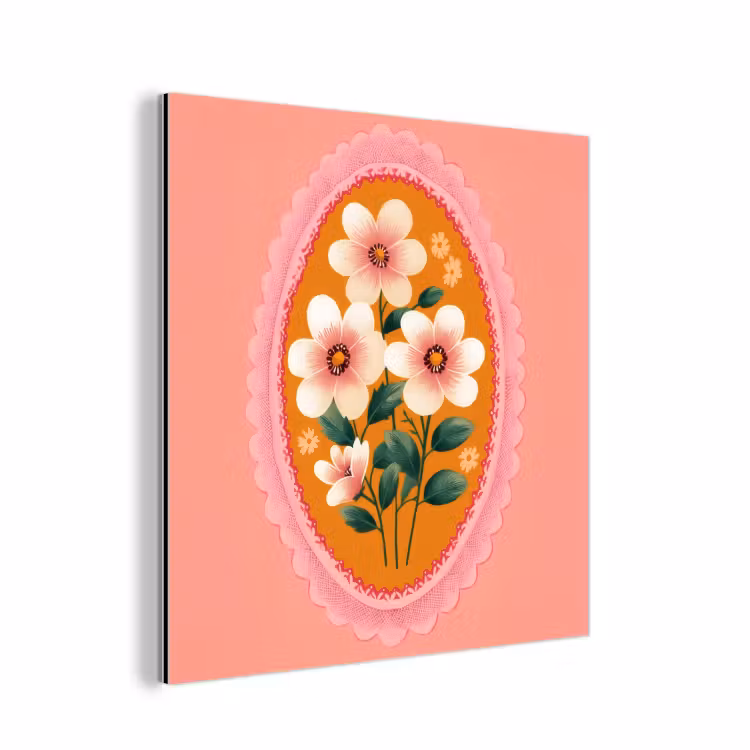 Illustratie - Bloemen - Rand - Roze aluminium wit klein -3d