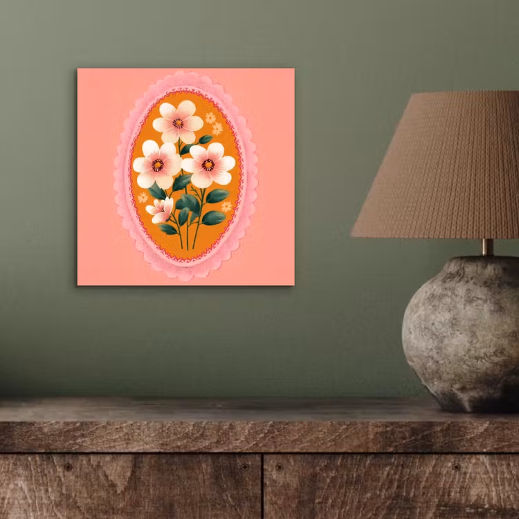 Illustratie - Bloemen - Rand - Roze aluminium wit klein -sfeer2