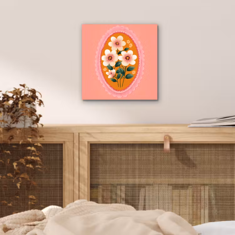 Illustratie - Bloemen - Rand - Roze aluminium wit klein -sfeer3