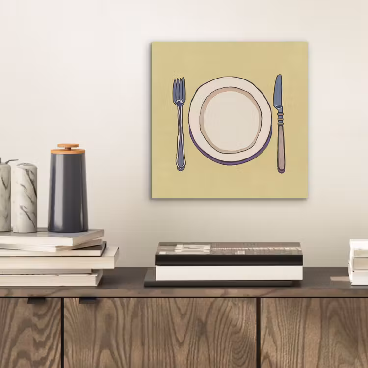 Illustratie - Bord - Bestek - Beige aluminium wit klein -sfeer1