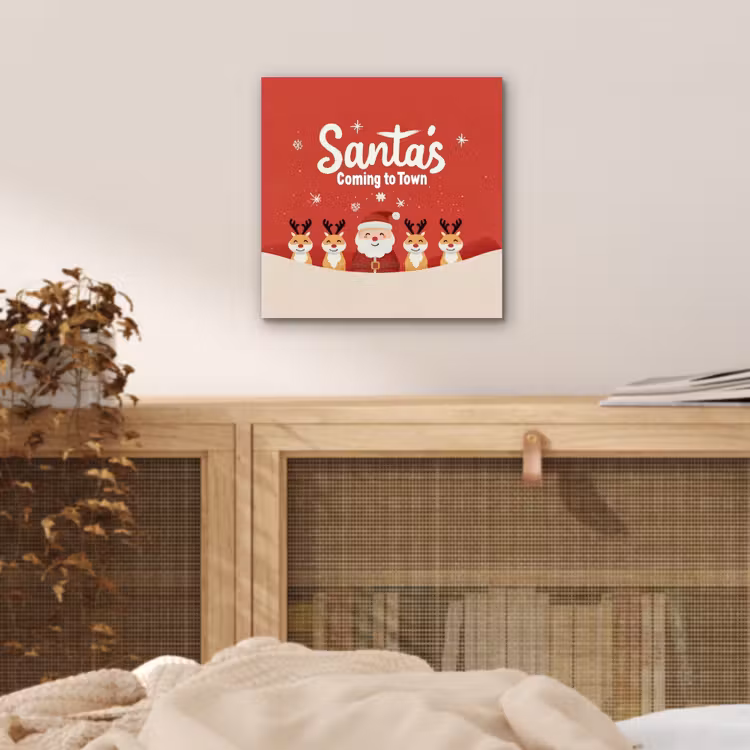Illustratie - Kerstman - Rendieren - Rood aluminium wit klein -sfeer3