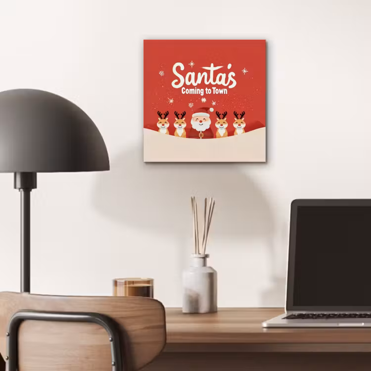 Illustratie - Kerstman - Rendieren - Rood aluminium wit klein -sfeer5