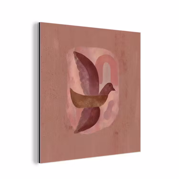 Illustratie - Vogels - Abstract - Roze aluminium wit klein -3d