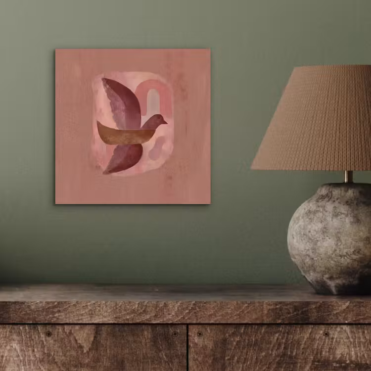 Illustratie - Vogels - Abstract - Roze aluminium wit klein -sfeer2