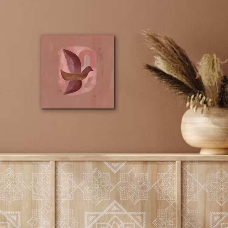 Illustratie - Vogels - Abstract - Roze aluminium wit klein -sfeer4