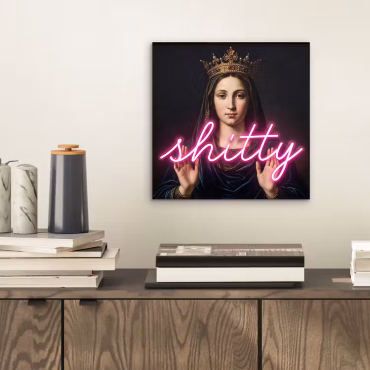 Ironisch - Tekst - Neon aluminium wit klein -sfeer1