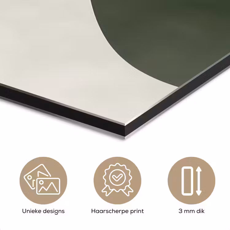Japandi - Groen - Abstract - Modern aluminium wit klein -closeup_NL