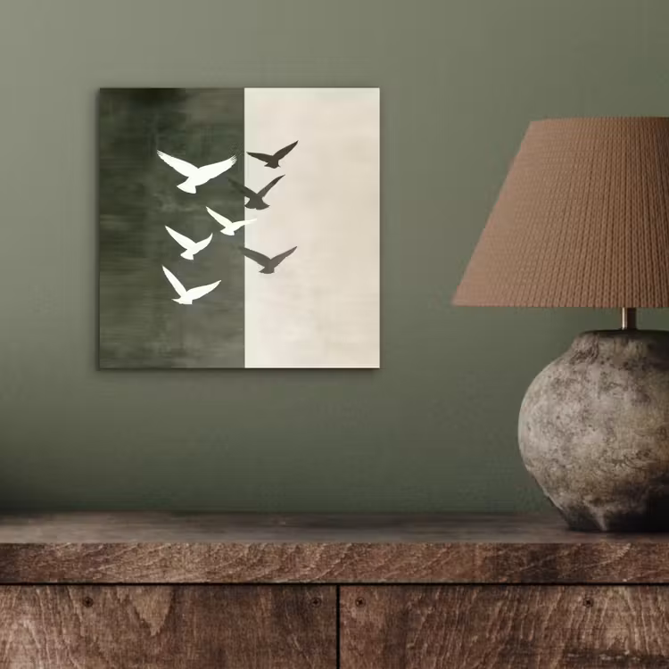 Japandi - Vogel - Groen aluminium wit klein -sfeer2
