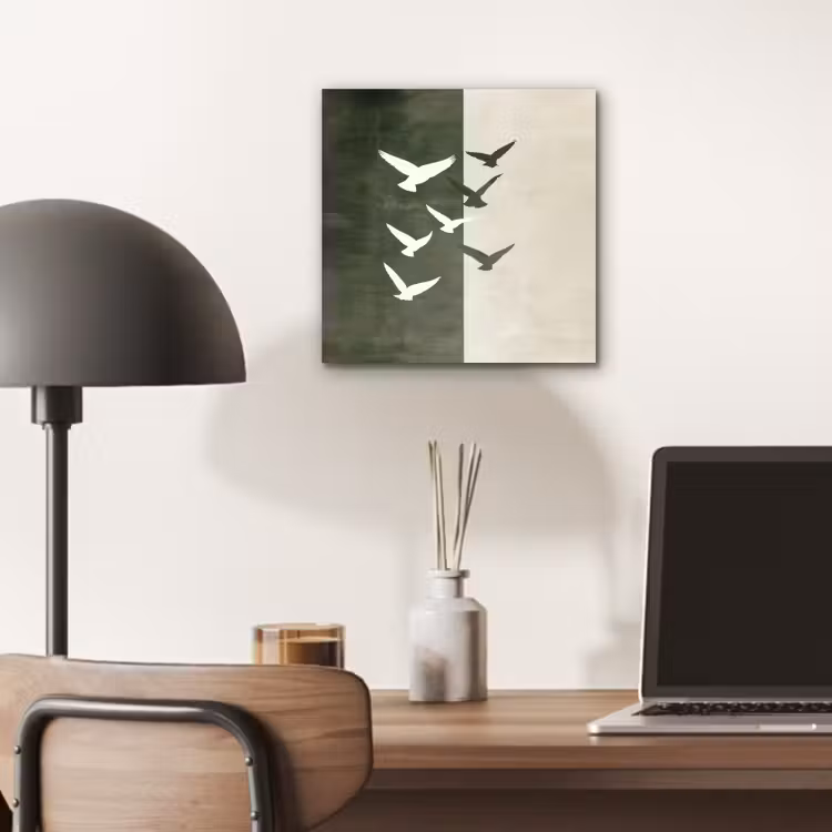 Japandi - Vogel - Groen aluminium wit klein -sfeer5