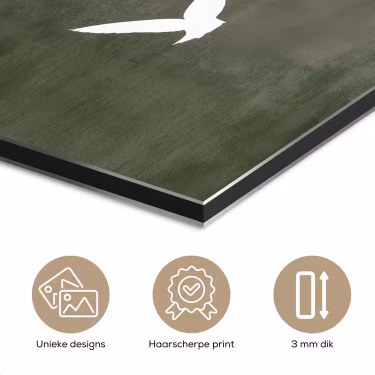 Japandi - Vogel - Groen aluminium wit klein -closeup_NL