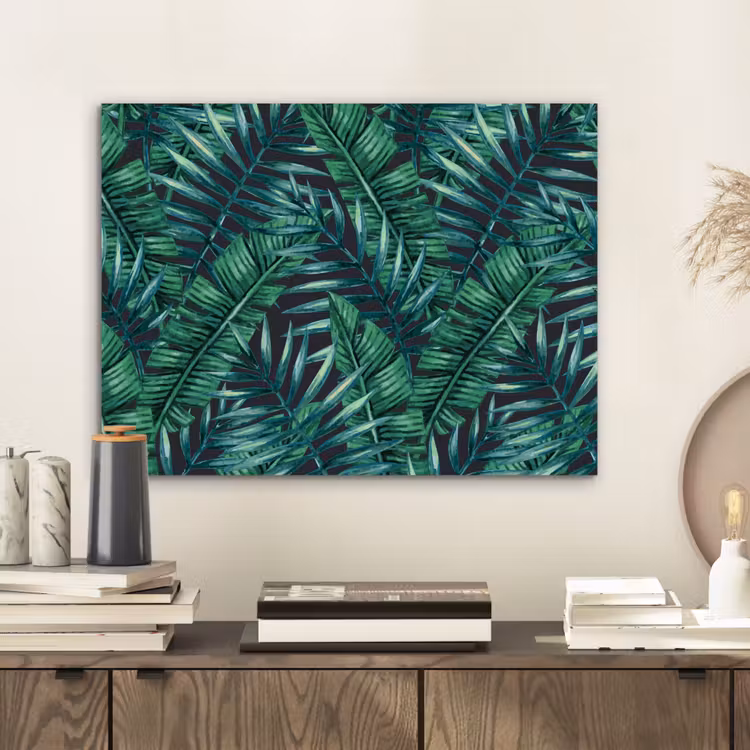 Jungle - Bladeren - Tropical aluminium wit klein -sfeer1