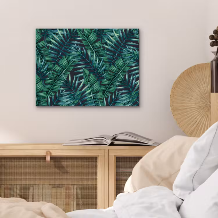 Jungle - Bladeren - Tropical aluminium wit klein -sfeer3