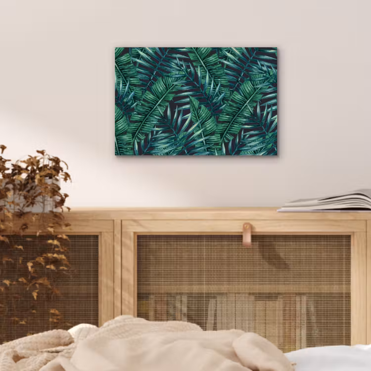Jungle - Bladeren - Tropisch aluminium wit klein -sfeer3