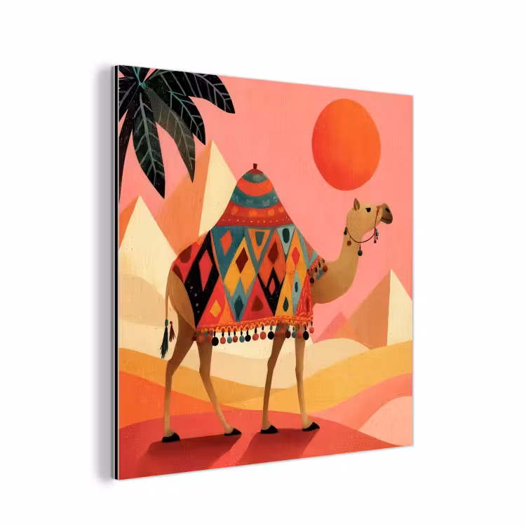 Kameel - Pyramides - Rode zon aluminium wit klein -3d