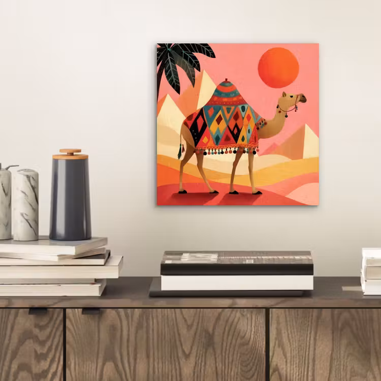 Kameel - Pyramides - Rode zon aluminium wit klein -sfeer1