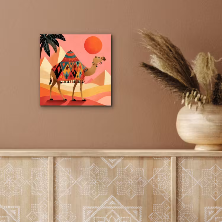 Kameel - Pyramides - Rode zon aluminium wit klein -sfeer4