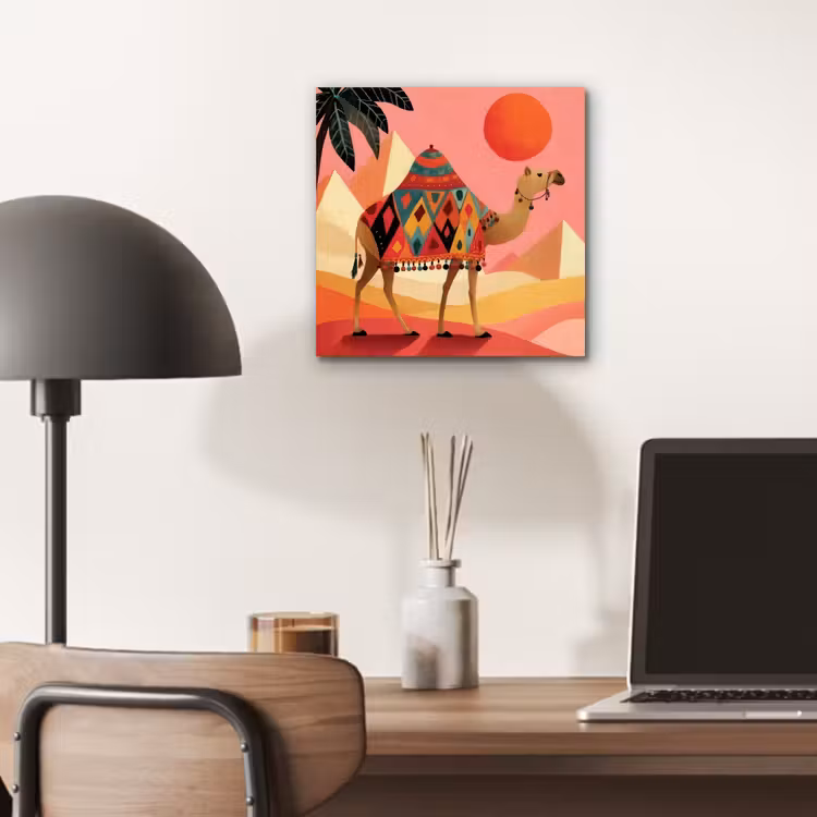 Kameel - Pyramides - Rode zon aluminium wit klein -sfeer5