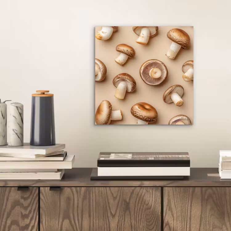 Kastanje Champignons - Beige aluminium wit klein -sfeer1