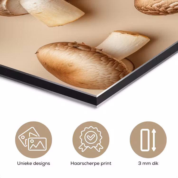 Kastanje Champignons - Beige aluminium wit klein -closeup_NL