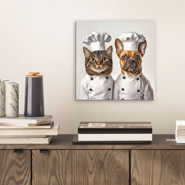 Kat - Hond - Kokskleding aluminium wit klein -sfeer1