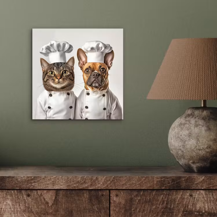 Kat - Hond - Kokskleding aluminium wit klein -sfeer2