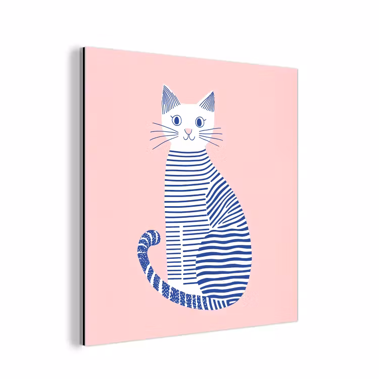 Kat - Illustratie - Minimalistisch - Roze aluminium wit klein -3d
