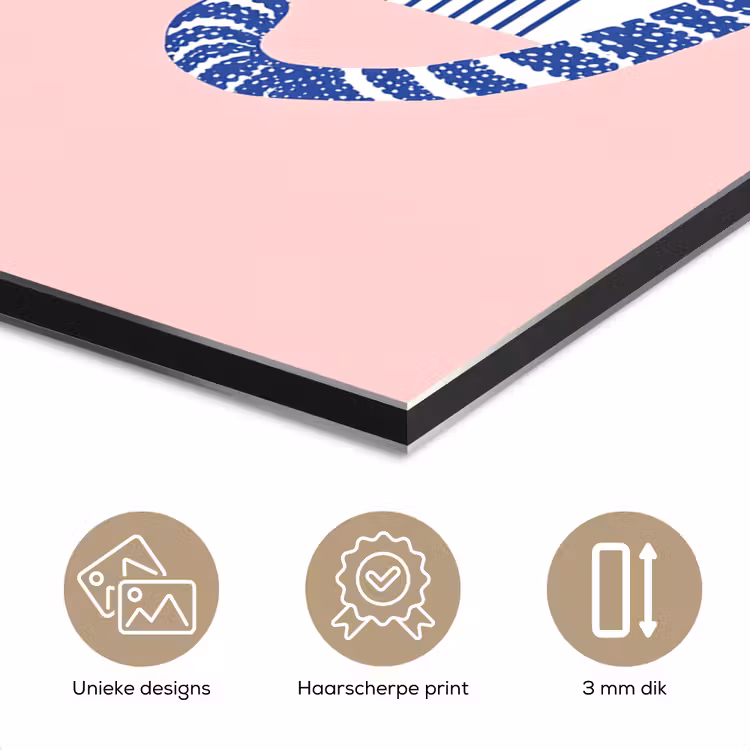 Kat - Illustratie - Minimalistisch - Roze aluminium wit klein -closeup_NL