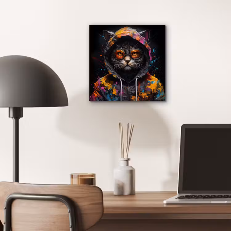 Kat - Jas - Graffiti - Bril - Zwart aluminium wit klein -sfeer5