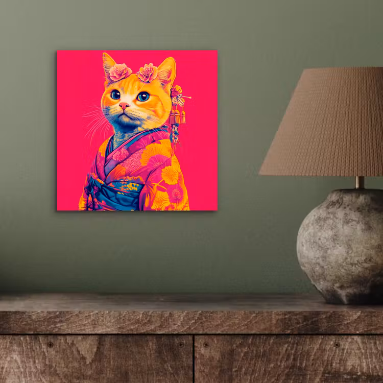 Kat - Kimono - Bloemen - Roze aluminium wit klein -sfeer2