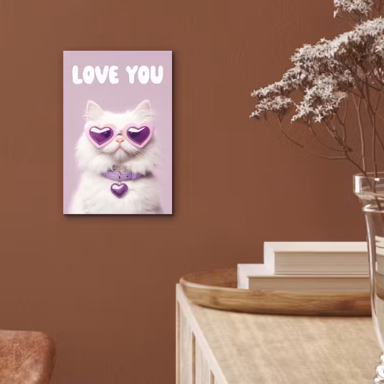 Kat - Love - Paars - Valentijn aluminium wit klein -sfeer4
