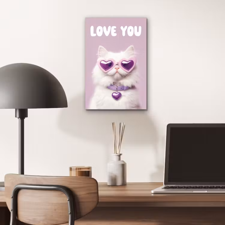 Kat - Love - Paars - Valentijn aluminium wit klein -sfeer5
