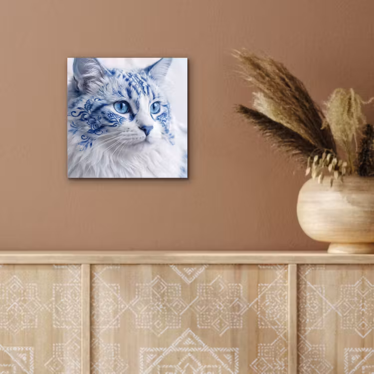 Kat - Patroon - Blauw aluminium wit klein -sfeer4