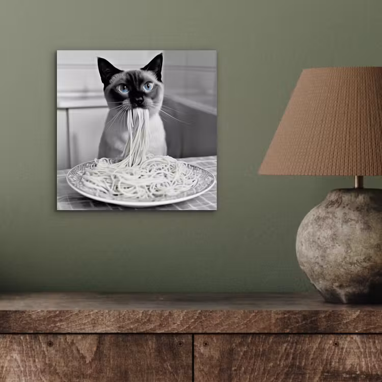 Kat - Siamees - Zwart Wit - Schattig - Dieren aluminium wit klein -sfeer2