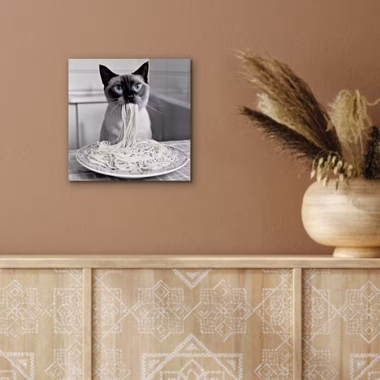 Kat - Siamees - Zwart Wit - Schattig - Dieren aluminium wit klein -sfeer4