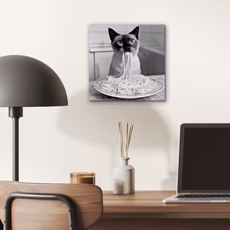 Kat - Siamees - Zwart Wit - Schattig - Dieren aluminium wit klein -sfeer5