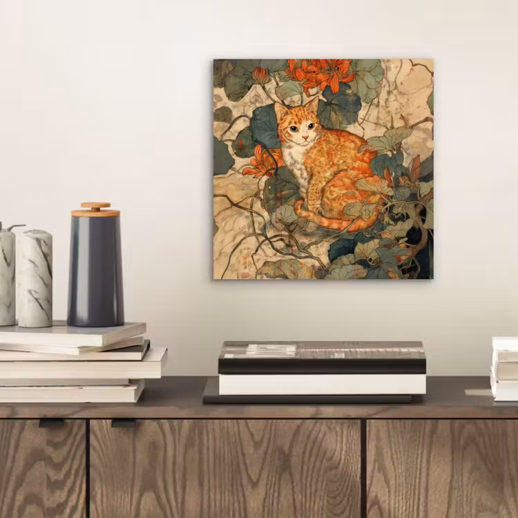Kat - Sierlijk - Bloemen aluminium wit klein -sfeer1