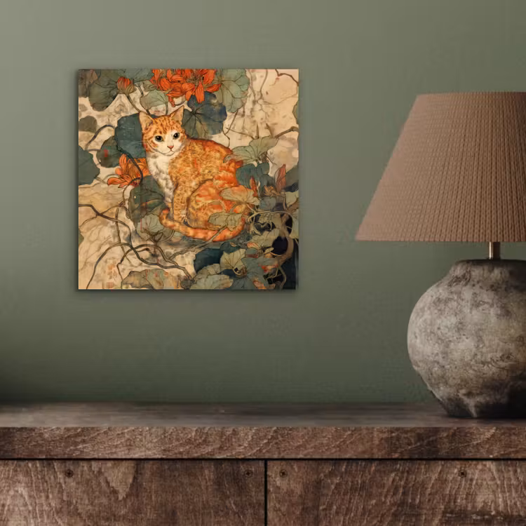 Kat - Sierlijk - Bloemen aluminium wit klein -sfeer2