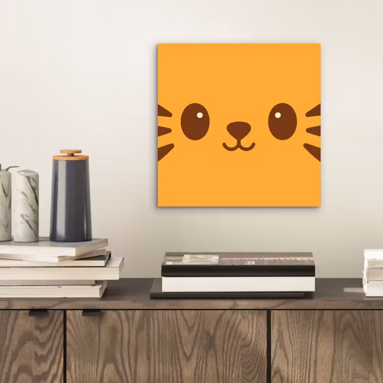 Kat - Simplistisch - Oranje - Vrolijk aluminium wit klein -sfeer1