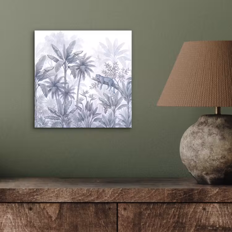 Kat - Tropisch bos - Modern - Grijs aluminium wit klein -sfeer2