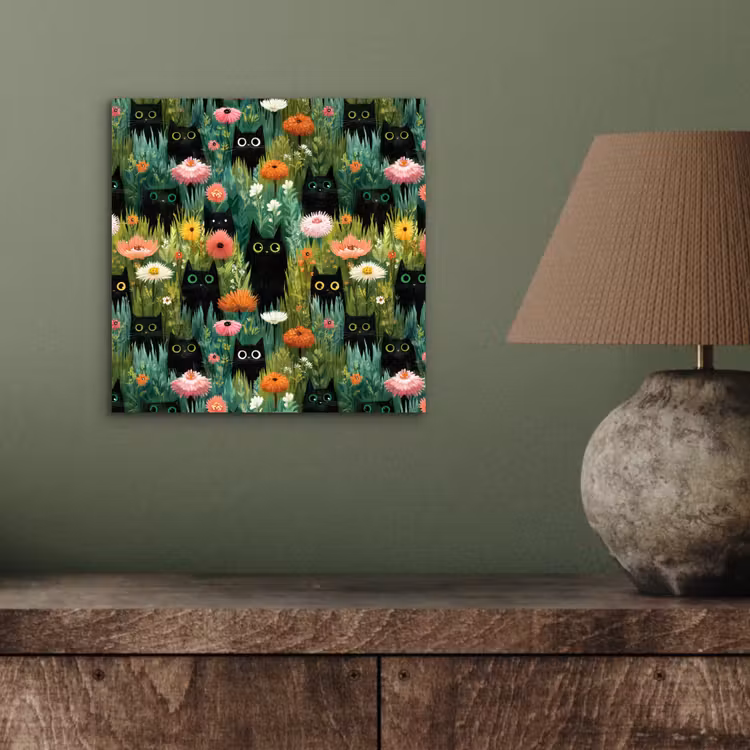 Katten - Bloemen - Kleurrijk aluminium wit klein 46 -sfeer2