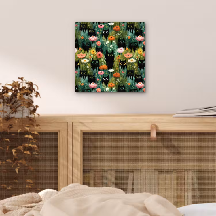 Katten - Bloemen - Kleurrijk aluminium wit klein 46 -sfeer3