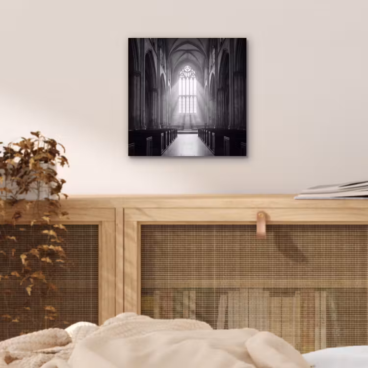 Kerk - Interieur - Lichtstralen - Architectuur - Klassiek aluminium wit klein -sfeer3