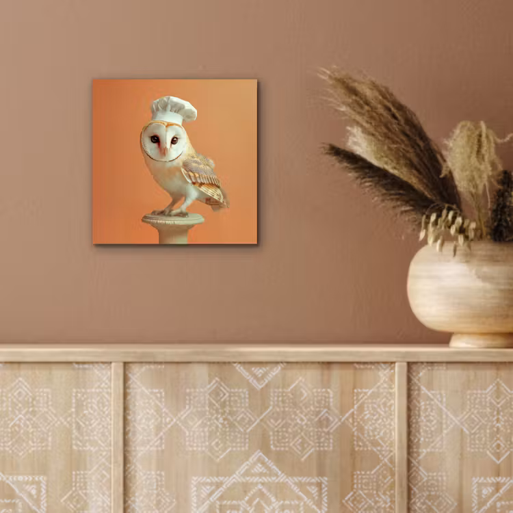 Kerkuil - Koksmuts - Oranje - Vogel aluminium wit klein -sfeer4