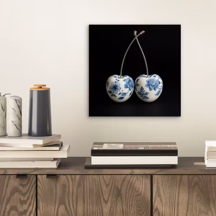 Kersen - Delfts blauw - Fruit aluminium wit klein -sfeer1
