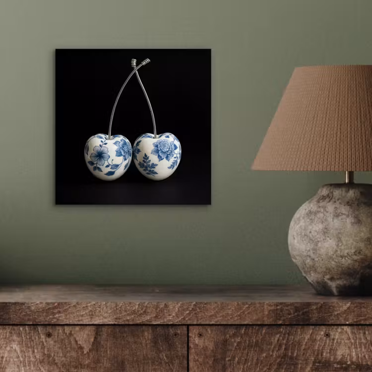 Kersen - Delfts blauw - Fruit aluminium wit klein -sfeer2