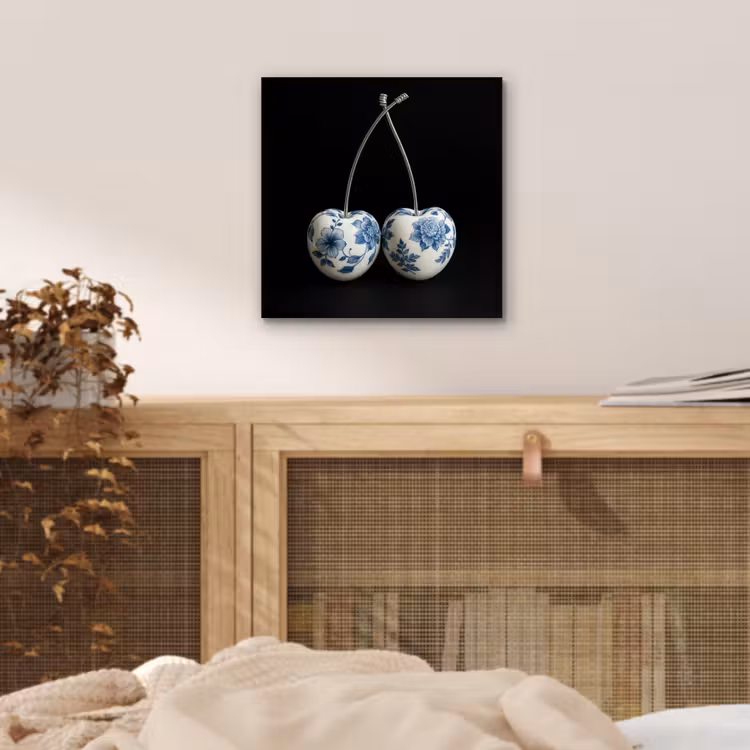 Kersen - Delfts blauw - Fruit aluminium wit klein -sfeer3